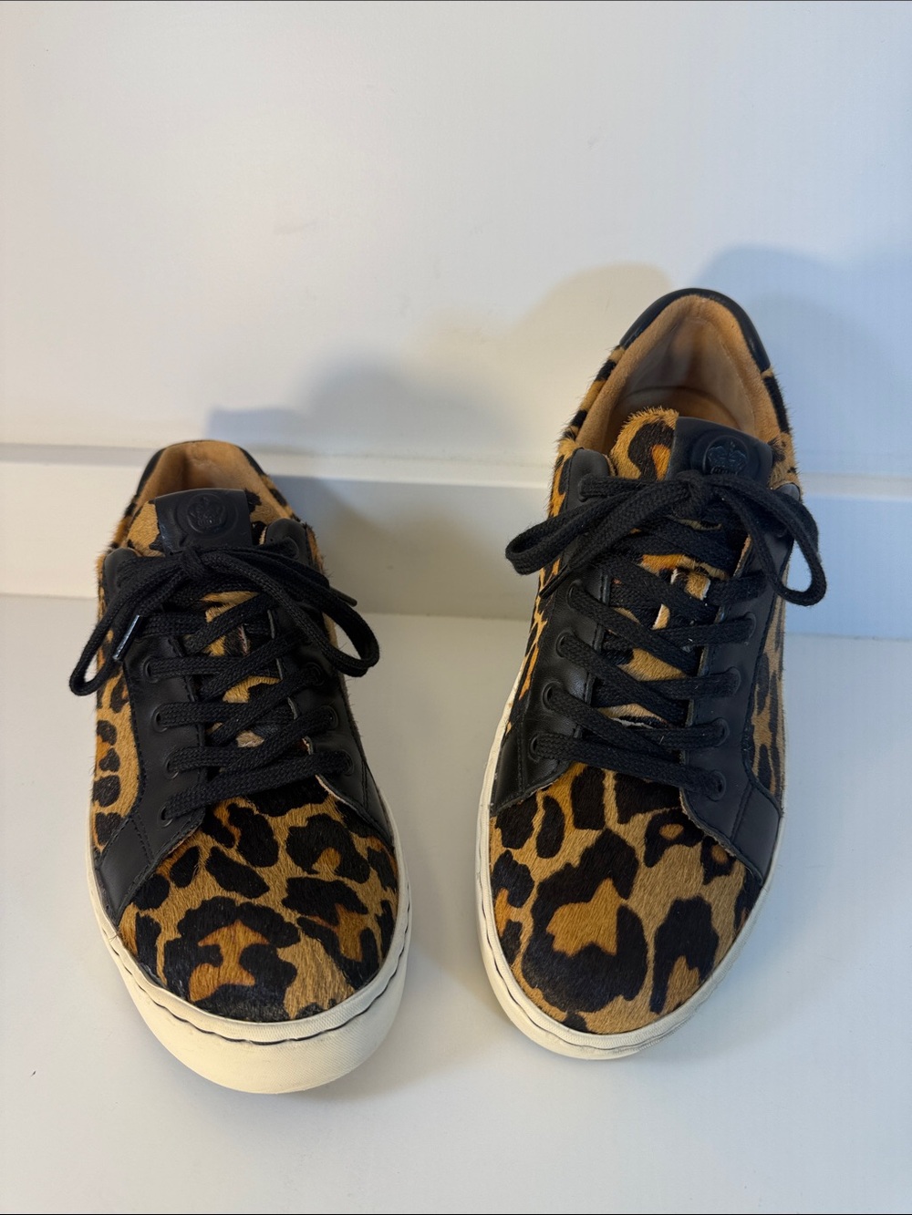 Born Mira Hair Calf Leopard Print Sneakers - Size 8